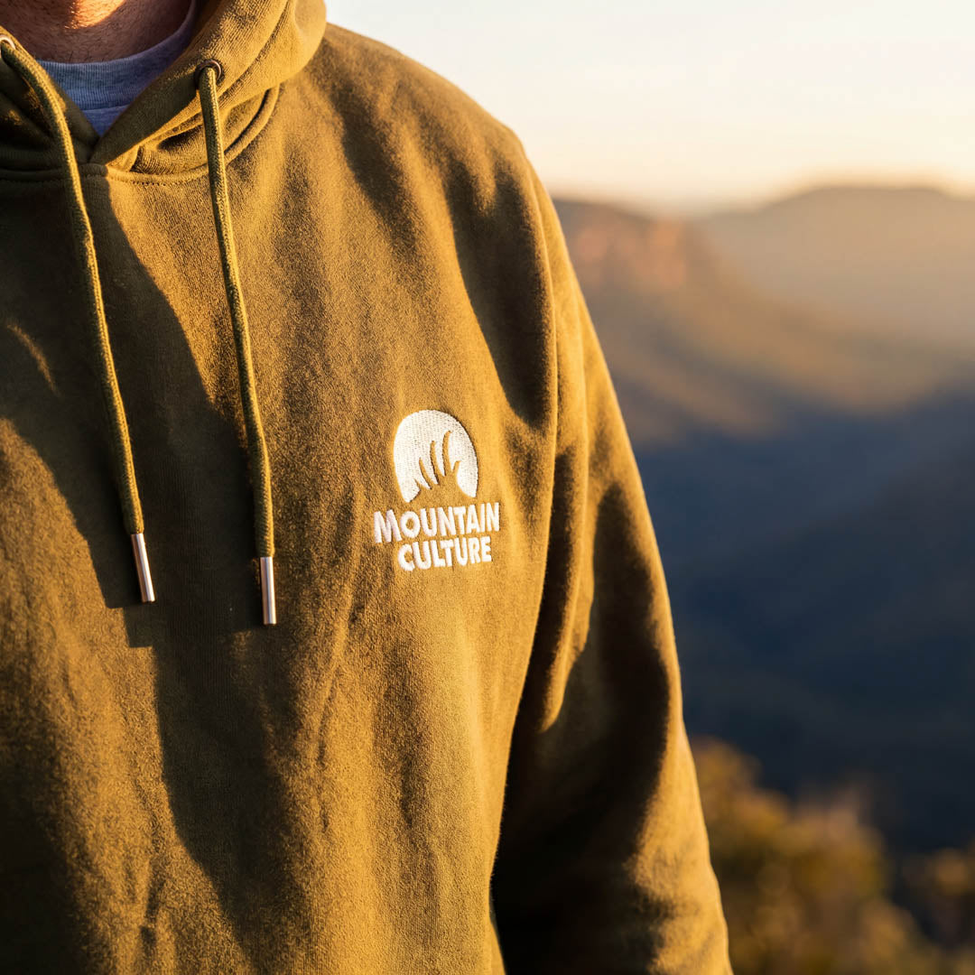 Blue Mountains Embroidered Hoodie - Army Green
